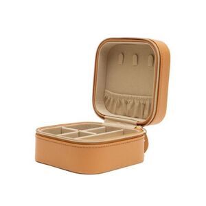Samara Chestnut Vegan Leather Mini Organizer Portable Display Travel Jewelry Box